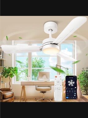 Ceiling Fans Lights with APP & Remote Control: 30 Inch Low Profile White